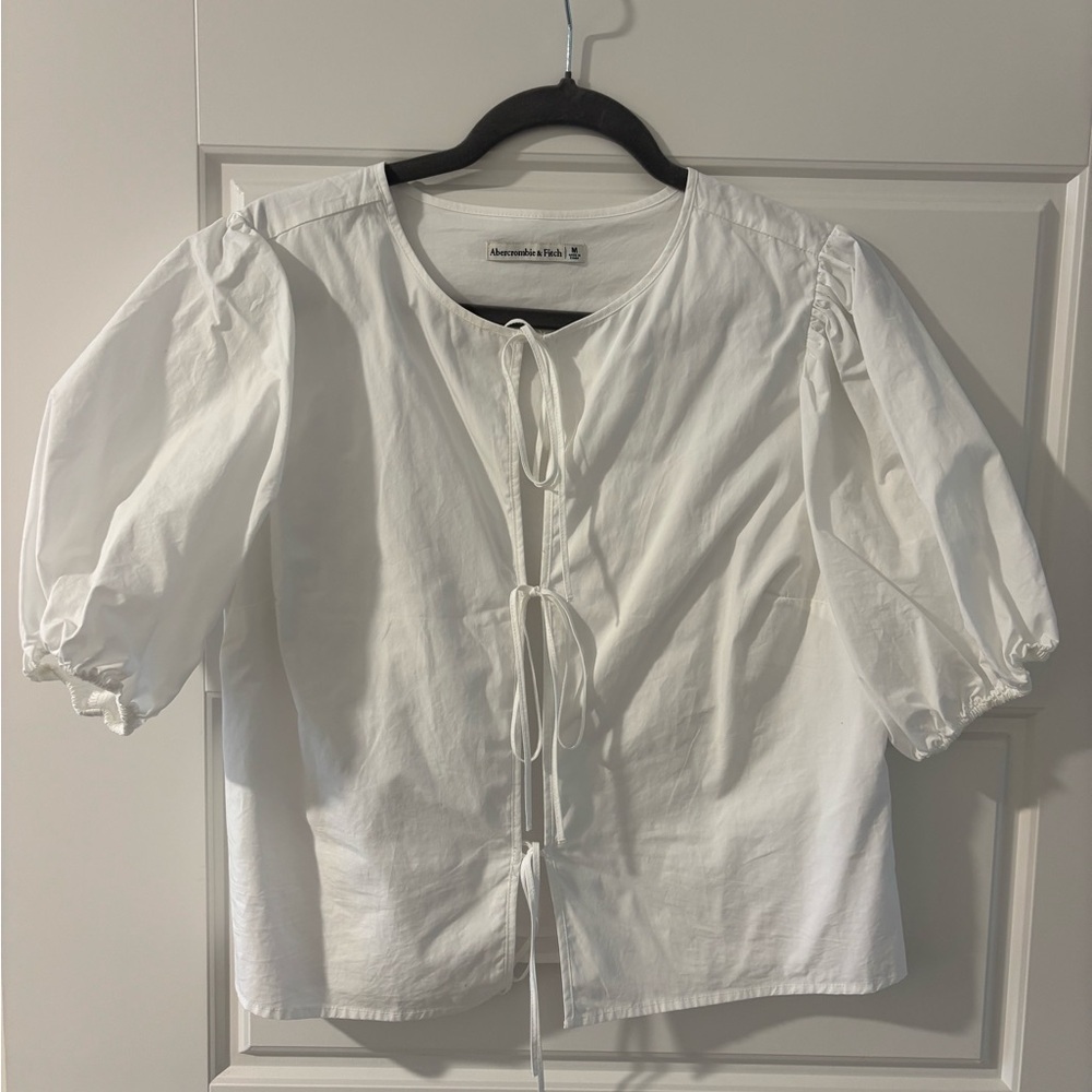 Abercrombie & Fitch White Tie-Front Blouse